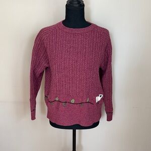 Woolrich Women’s size Large Sweater Sheep Embroidered Vine Detail 100% wool